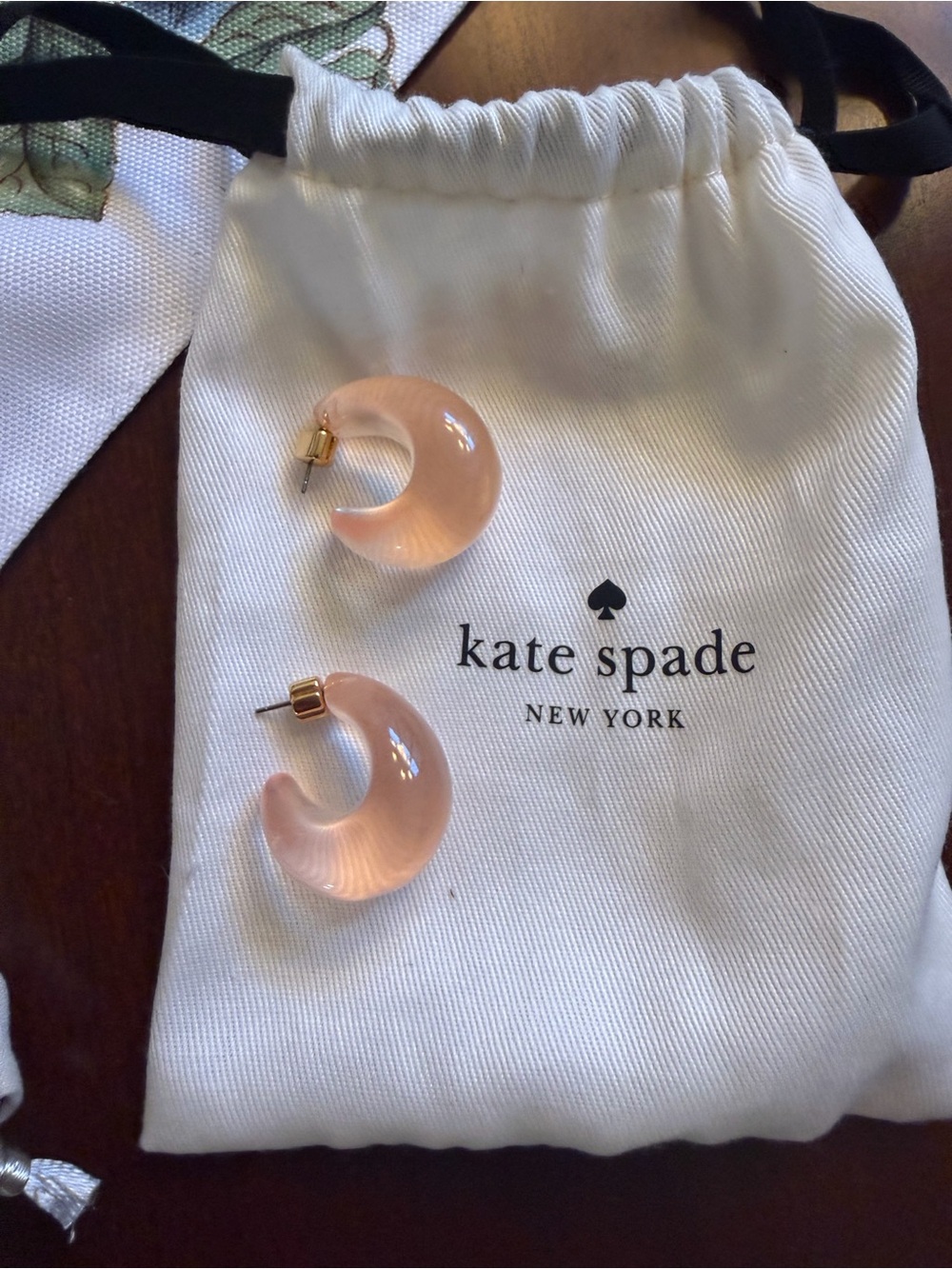 kate spade blush pink crescent hoop earrings